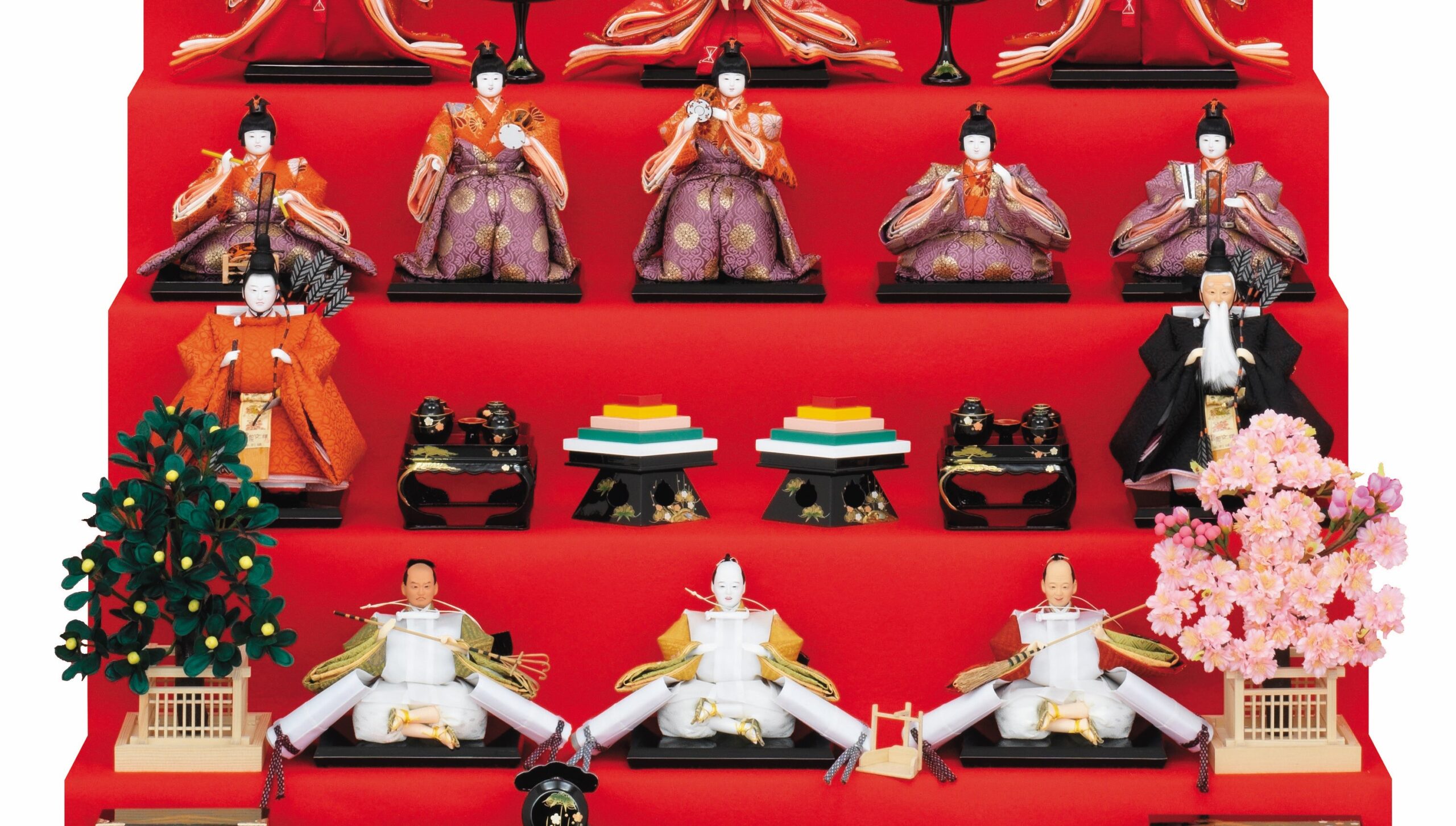 19A04-65:古い雛人形　五人囃子　雛道具　まとめ 雛人形の「五人囃子」の楽器や持ち物、意味について紹介します